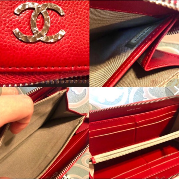 CHANEL caviar skin long wallet red with silver logo comes with COA dustbag & box - Picture 17 of 17